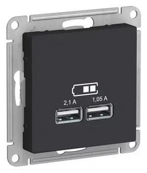 Розетка 220 с USB портом ATN000333 Schneider Electric AtlasDesign карбон 5B|2100 мА