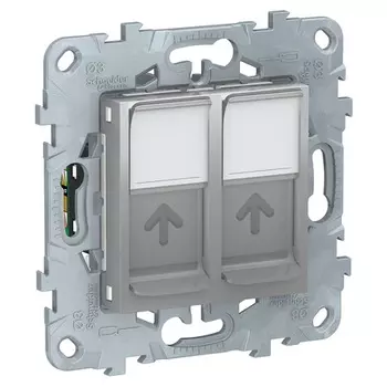 Розетка компьютерная двойная Schneider Unica New NU542030 5 кат RJ 45 UTP алюминий