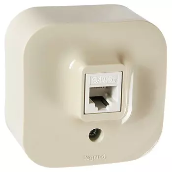 Розетка компьютерная Legrand Quteo 782254 RJ45 5E UTP одноместная Слоновая кость