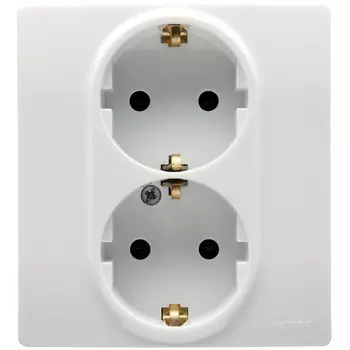 Розетка Legrand Etika 672233 двухместная с заземлением и защитными шторками белая