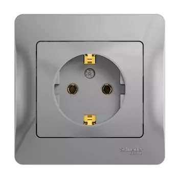 Розетка Schneider Electric Glossa GSL000342 одноместная с заземлением алюминий