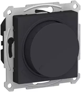 Светорегулятор Systeme Electric ATN001023 AtlasDesign поворотно-нажимной LED, RC, 400Вт, механизм, Карбон