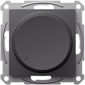 Светорегулятор Systeme Electric ATN001423 AtlasDesign поворотно-нажимной LED, RC, 400Вт, механизм, Базальт