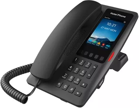 Телефон VoiceIP Fanvil H6W гостиничный чёрный, 2 порта 10/100 Мбит, PoE, цветной дисплей, wi-fi,б/п