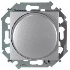Светорегулятор Simon 1591790-033 Simon 15 Алюминий поворотно-нажимной, проходной, 500Вт, 230В, винт. зажим