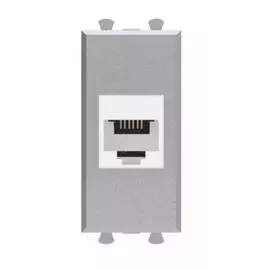 Телефонная розетка DKC 4404611 RJ-12 без шторки модульная, "Закаленная сталь", 1 модуль, "Avanti"