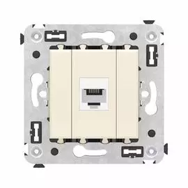 Телефонная розетка DKC 4405613 RJ-12 без шторки в стену одинарная, "Ванильная дымка", "Avanti"