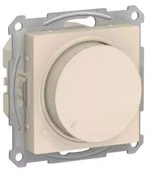 Светорегулятор Systeme Electric ATN000223 AtlasDesign поворотно-нажимной LED, RC, 400Вт, механизм, бежевый