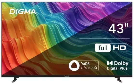 Телевизор LED Digma DM-LED43SBB33 43" Яндекс.ТВ Frameless Metal черный FULL HD 60Hz DVB-T DVB-T2 DVB-C DVB-S DVB-S2 USB WiFi Smart TV