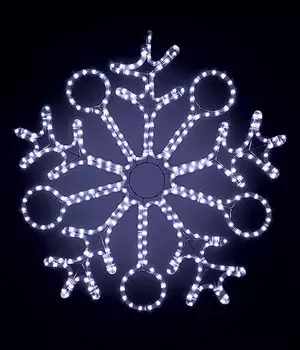 Светодиодная Снежинка Ø0,9м Белая, Дюралайт на Металлическом Каркасе, IP54
