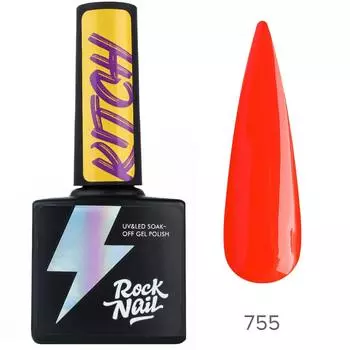 RockNail, Гель-лак RockNail Kitch 755 - Красно-оранжевый, 10 мл
