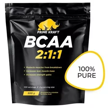 Prime Kraft, Аминокислоты BCAA 2:1:1, без вкуса, 500 г