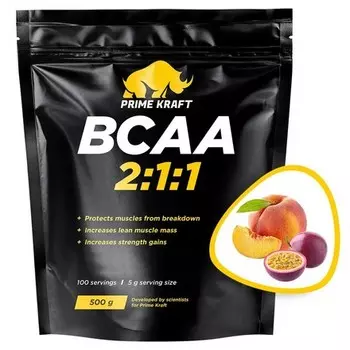 Prime Kraft, Аминокислоты BCAA 2:1:1 «Персик и маракуйя», 500 г