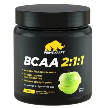 Prime Kraft, Аминокислоты BCAA 2:1:1 «Зеленое яблоко», 150 г