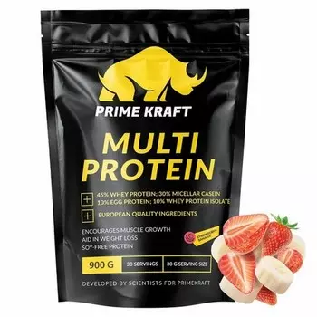 Prime Kraft, Мультипротеин «Клубника-банан», 900 г