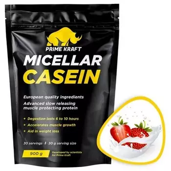 Prime Kraft, Протеин Micellar Casein «Клубника», 900 г