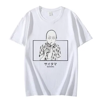 Аниме One Punch Cool Man футболка Strongest Hero Сайтама сенсей футболки мужские и женские с коротким рукавом футболка большого размера уличная одежда S чёрный