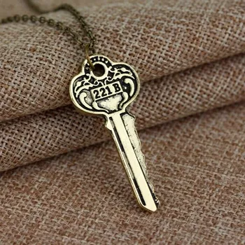 Шерлок 221b ключ от дома ожерелье винтажный цветной кулон в форме ключа украшение для женщин мужчин любителей ювелирных изделий косплей подарки аксессуары