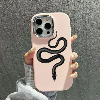 Мягкая задняя крышка N71 Black Gold Snake для Samsung S24 Ultra A14 iPhone 16 Pro Max Xiaomi Redmi Note13 с защитой корпуса и рамки для камеры Samsung A02