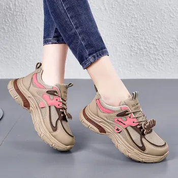 Дышащие женские кроссовки Dad Sneakers на толстой платформе, кроссовки для бега со шнуровкой, удобные женские кроссовки для занятий теннисом 35