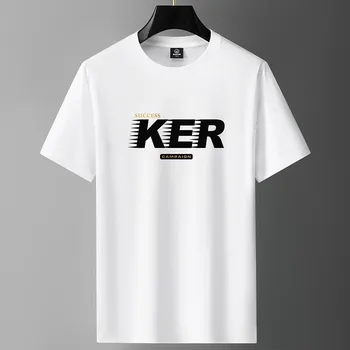 KER M-6XL Мужская футболка с короткими рукавами из чистого хлопка с круглым вырезом для мальчиков Повседневная футболка M