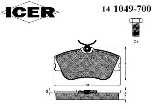 Тормозные колодки дисковые передняя ось ICER 141049-700
