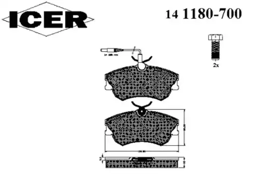 Тормозные колодки дисковые передняя ось ICER 141180-700