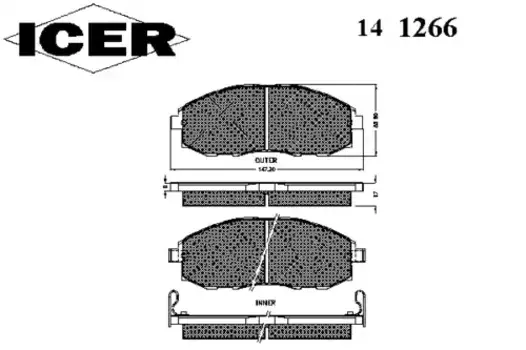 Тормозные колодки дисковые передняя ось ICER 141266