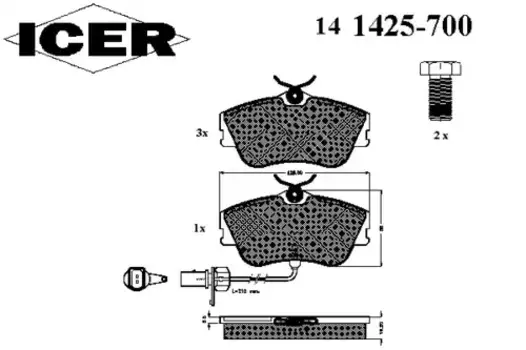 Тормозные колодки дисковые передняя ось ICER 141425-700