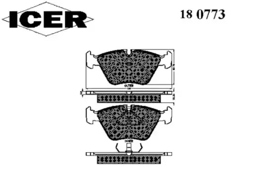 Тормозные колодки дисковые передняя ось ICER 180773