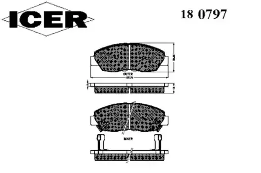 Тормозные колодки дисковые передняя ось ICER 180797