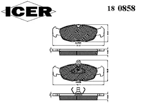 Тормозные колодки дисковые передняя ось ICER 180858