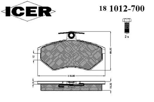 Тормозные колодки дисковые передняя ось ICER 181012-700