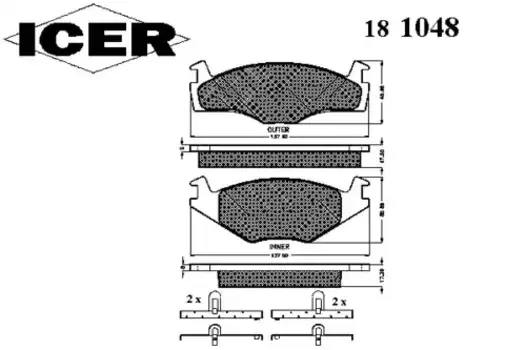 Тормозные колодки дисковые передняя ось ICER 181048