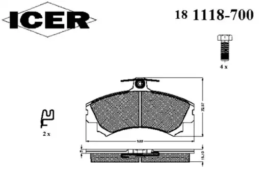 Тормозные колодки дисковые передняя ось ICER 181118-700