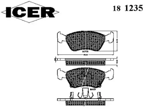Тормозные колодки дисковые передняя ось ICER 181235