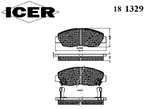 Тормозные колодки дисковые передняя ось ICER 181329