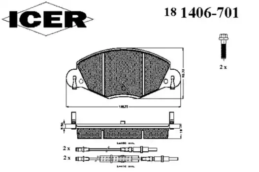 Тормозные колодки дисковые передняя ось ICER 181406-701