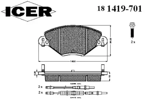 Тормозные колодки дисковые передняя ось ICER 181419-701
