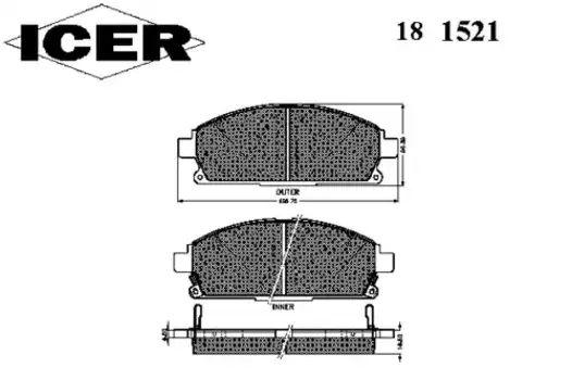 Тормозные колодки дисковые передняя ось ICER 181521