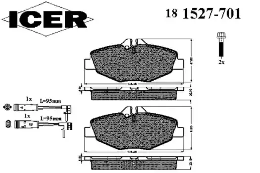 Тормозные колодки дисковые передняя ось ICER 181527-701