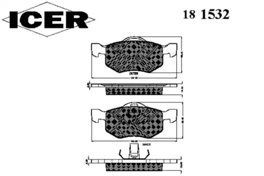 Тормозные колодки дисковые передняя ось ICER 181532