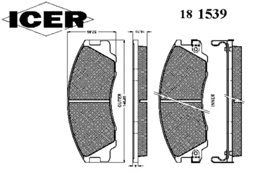 Тормозные колодки дисковые передняя ось ICER 181539