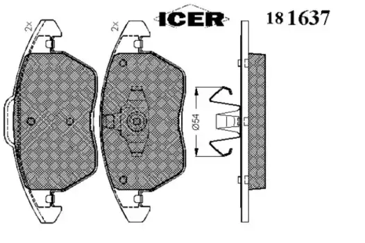 Тормозные колодки дисковые передняя ось ICER 181637