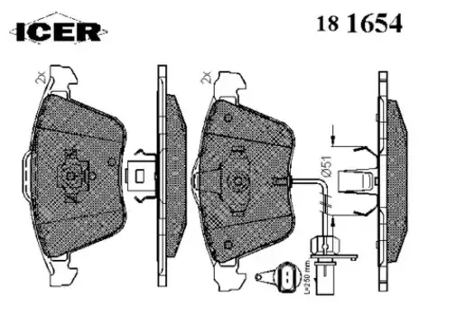 Тормозные колодки дисковые передняя ось ICER 181654