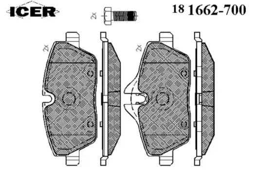 Тормозные колодки дисковые передняя ось ICER 181662-700