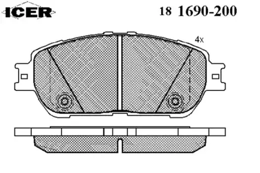 Тормозные колодки дисковые передняя ось ICER 181690-200