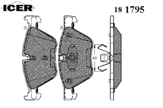 Тормозные колодки дисковые передняя ось ICER 181795