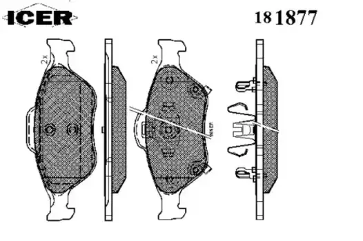 Тормозные колодки дисковые передняя ось ICER 181877
