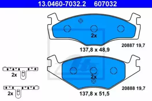 Тормозные колодки дисковые передняя ось ATE 13.0460-7032.2